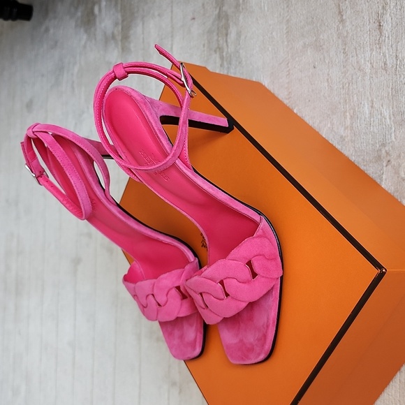 Hermès Gala 105 Sandals 37.5 Rose Vinicunca - Picture 2 of 14